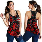 Anzac Lest We Forget Women's Racerback Tank - Poppy Flowers - Vibe Hoodie