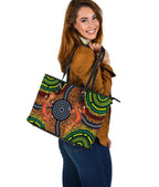 1st-australia-large-leather-tote-bag-aboriginal-two-lizards-dot-painting-circle