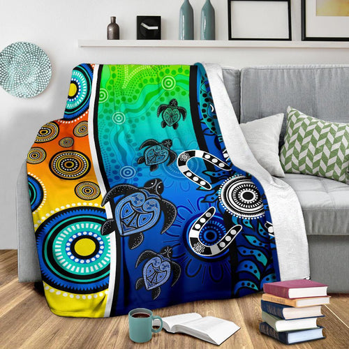 aboriginal-premium-blanket-indigenous-turtle-dot-painting-art