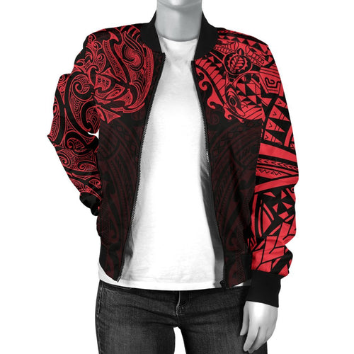 new-zealand-womens-bomber-jacket-maori-polynesian-tattoo-red