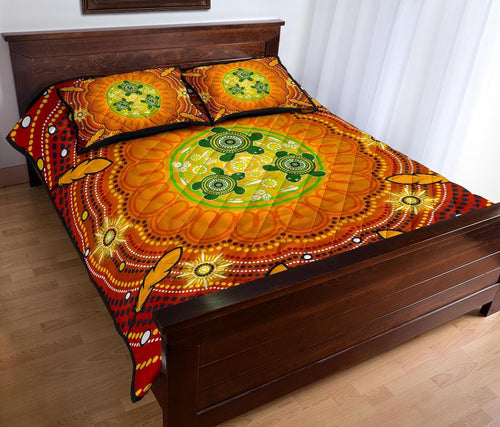 aboriginal-quilt-bed-set-turtle-circle-dot-painting-art