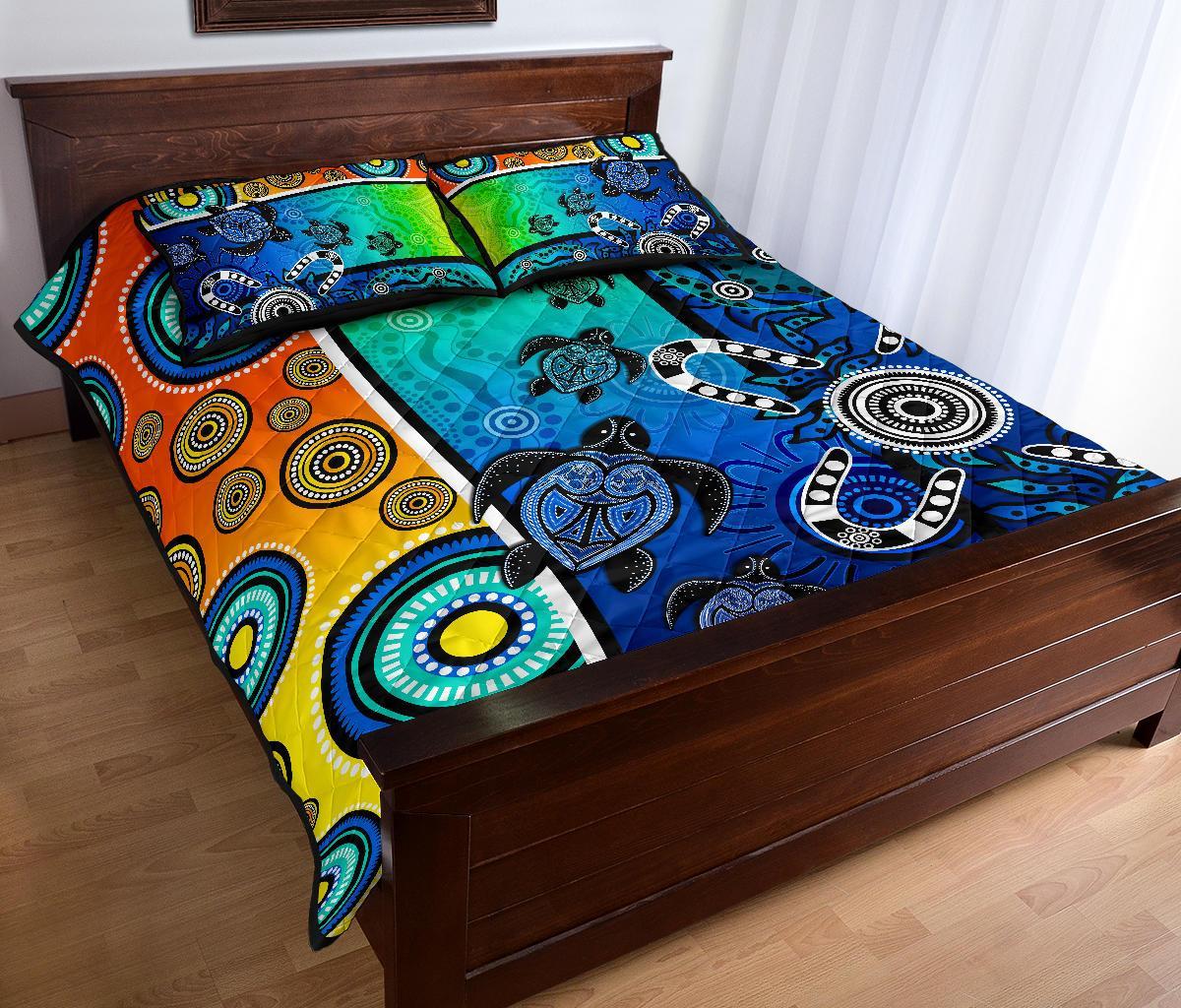aboriginal-quilt-bed-set-indigenous-turtle-dot-painting-art