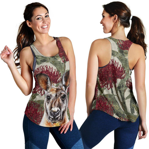Racerback Tank - Kangaroo Top Tank Waratah Painting - Women - Vibe Hoodie