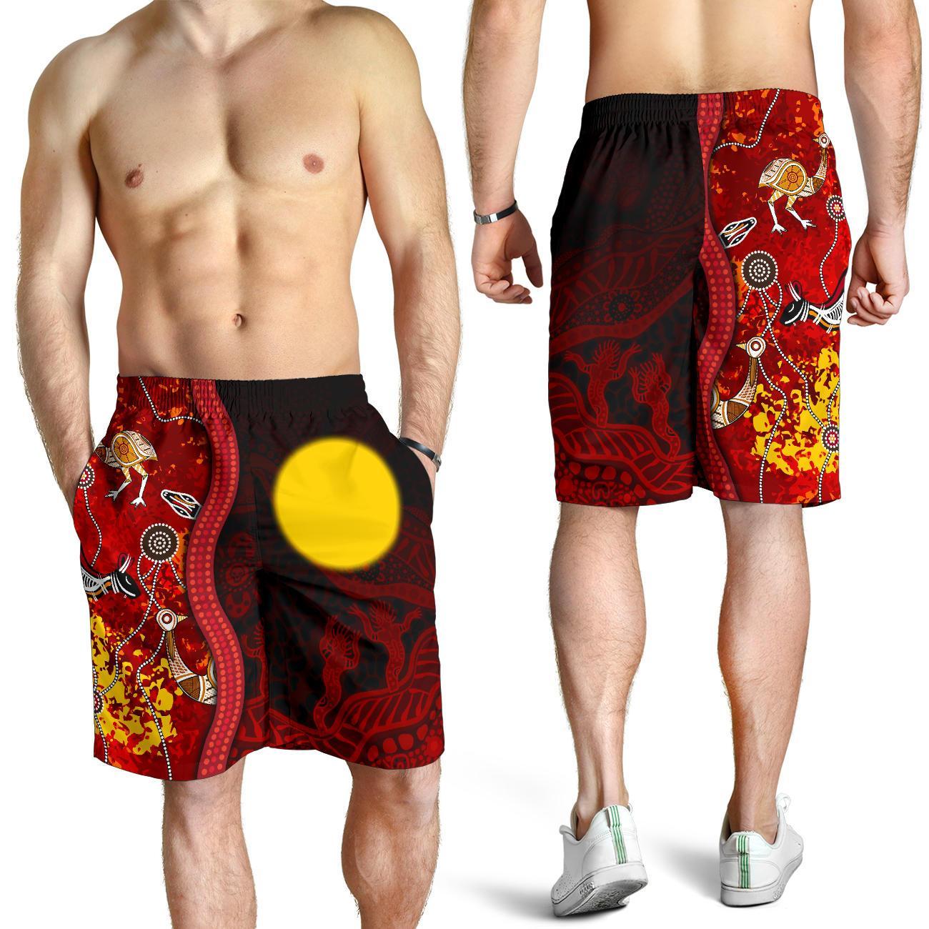 aboriginal-mens-shorts-red-indigenous-flag