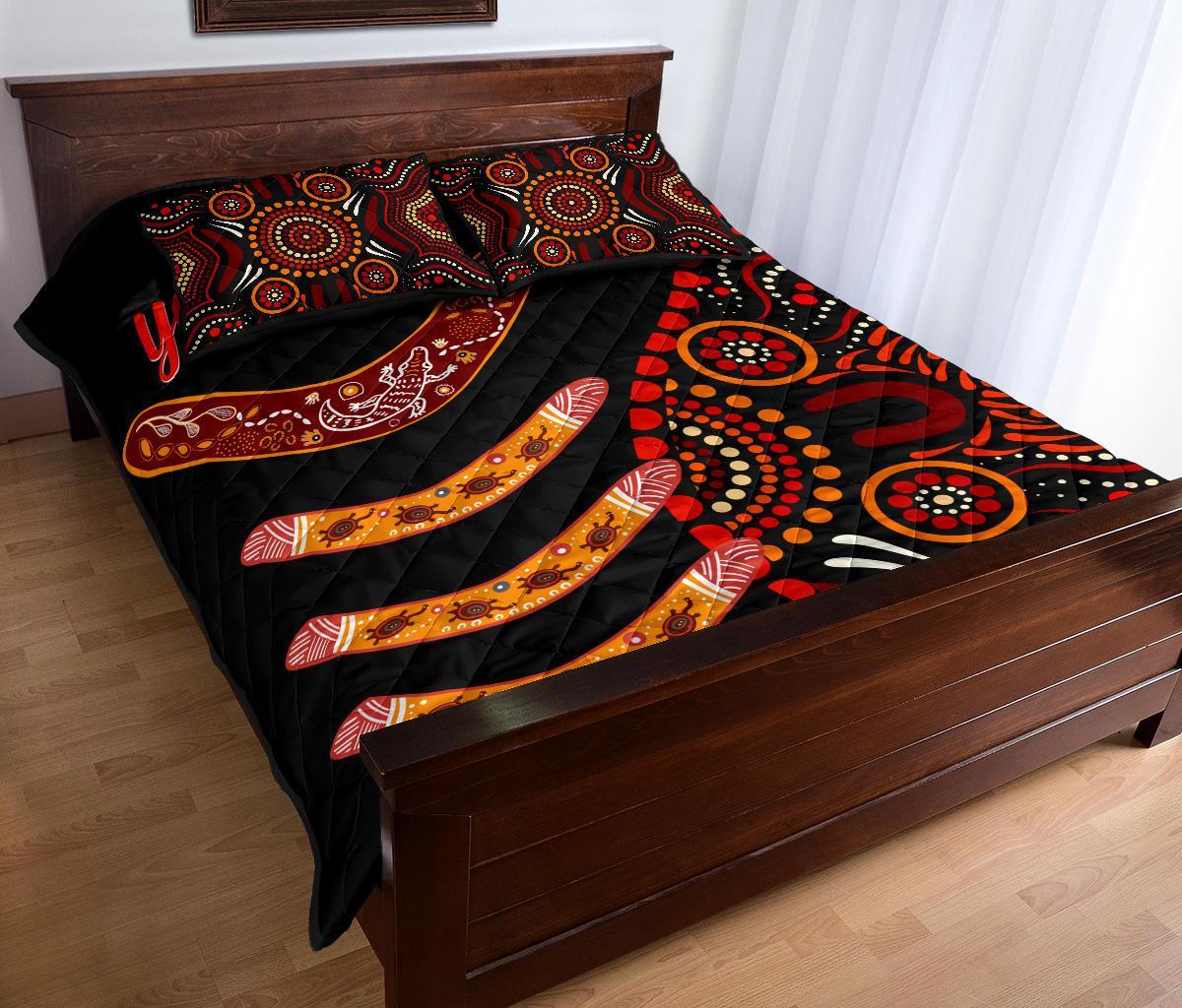 aboriginal-personalised-quilt-bed-set-aboriginal-boomerangs-with-dot-painting-pattern