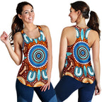 Aboriginal Women's Racerback Tank - Indigenous Circle Dot Painting Ver02 - Vibe Hoodie