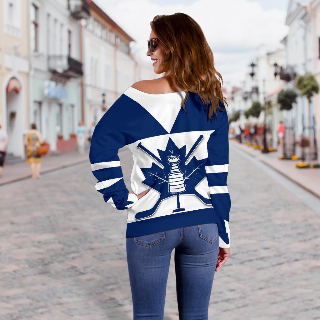 Canada Hockey Maple Leaf Champion Off Shoulder Sweater - Vibe Hoodie