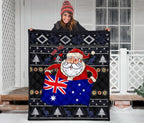 christmas-personalised-premium-quilt-australia-santa-claus-hold-the-flag-black