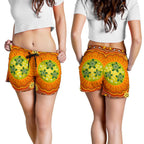 Aboriginal Women's Shorts , Turtle Circle Dot Painting Art- - Vibe Hoodie