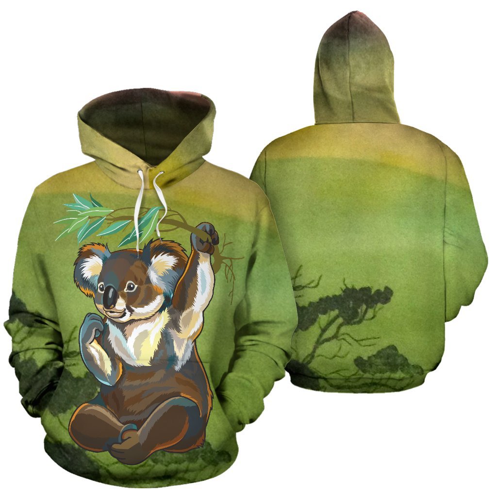 hoodie-koala-hoodie-holding-branch-painting-unisex