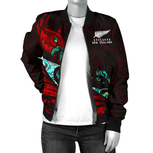 new-zealand-bomber-jacket-for-women-manaia-paua-fern-wing-red