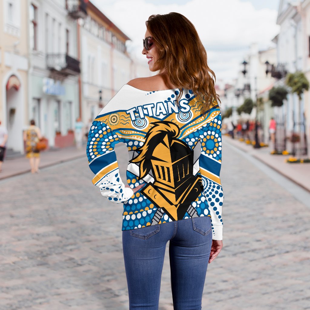 Titans Knight Women's Off Shoulder Sweater Gold Coast - Vibe Hoodie