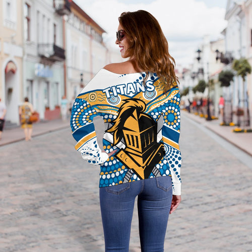 Titans Knight Women's Off Shoulder Sweater Gold Coast - Vibe Hoodie