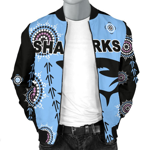 cronulla-mens-bomber-jacket-sharks-simple-indigenous-blue