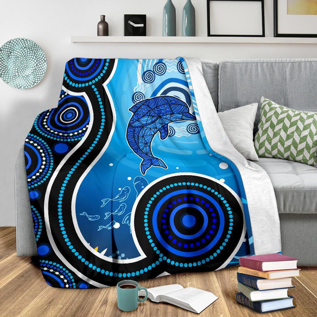 aboriginal-premium-blanket-dolphin-and-aboriginal-dot-patterns