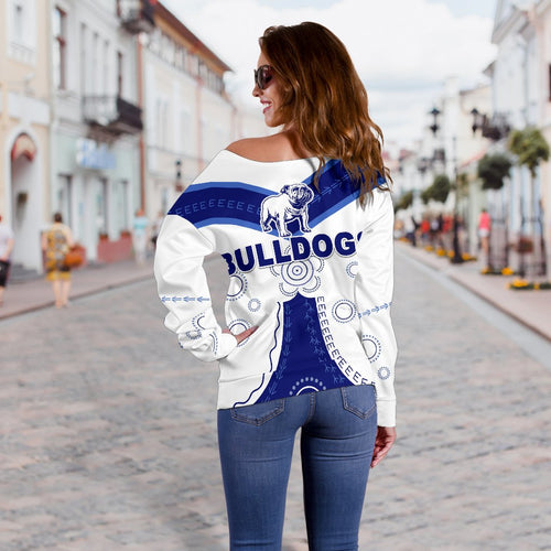 Canterbury-Bankstown Bulldogs Women's Off Shoulder Sweater Simple Indigenous - Vibe Hoodie