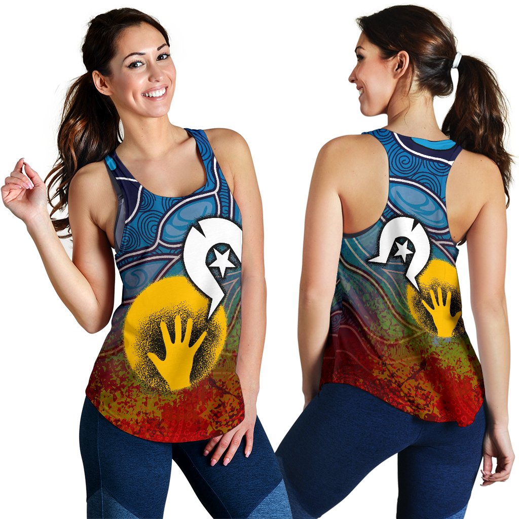 Aboriginal Women's Racerback Tank - Aboriginal and Torres Strait Islanders Flag - Vibe Hoodie