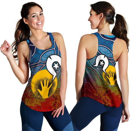 Aboriginal Women's Racerback Tank - Aboriginal and Torres Strait Islanders Flag - Vibe Hoodie