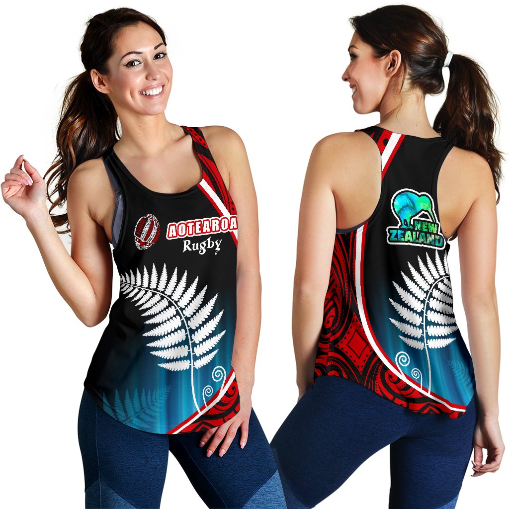 Aotearoa Rugby Black Maori Women Racerback Tank Kiwi and Silver Fern New Zealand - Vibe Hoodie