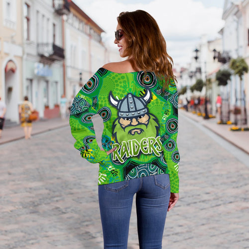 Canberra Women Off Shoulder Sweater Raiders Viking Indigenous - Vibe Hoodie