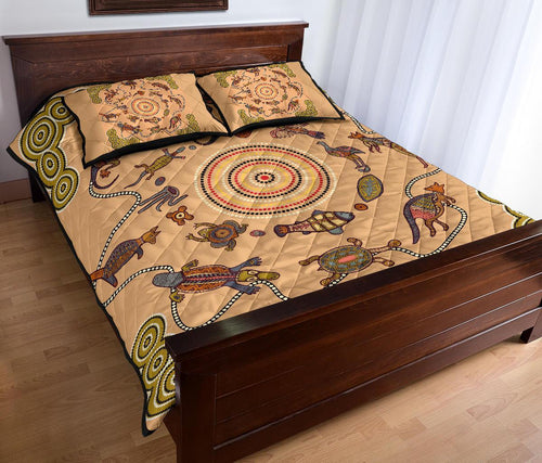 aboriginal-quilt-cover-set-kangaroo-turtle-circle-pattern-dot-painting