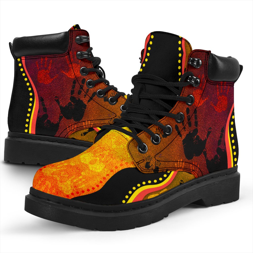 boots-aboriginal-rock-painting-hand-art-golden-style-all-season