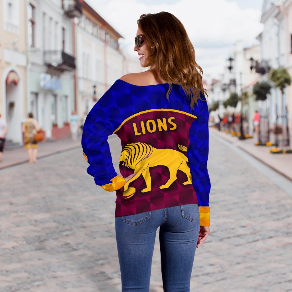Brisbane Lions Women Off Shoulder Sweater Powerful - Vibe Hoodie