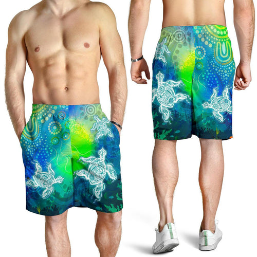 aboriginal-mens-shorts-indigenous-turtle-ocean-dot-painting-art