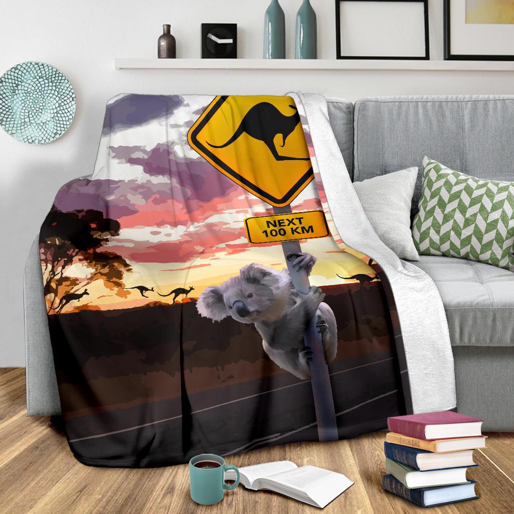 premium-blanket-koala-blanket-kangaroo-sign-sunset-landscape-art