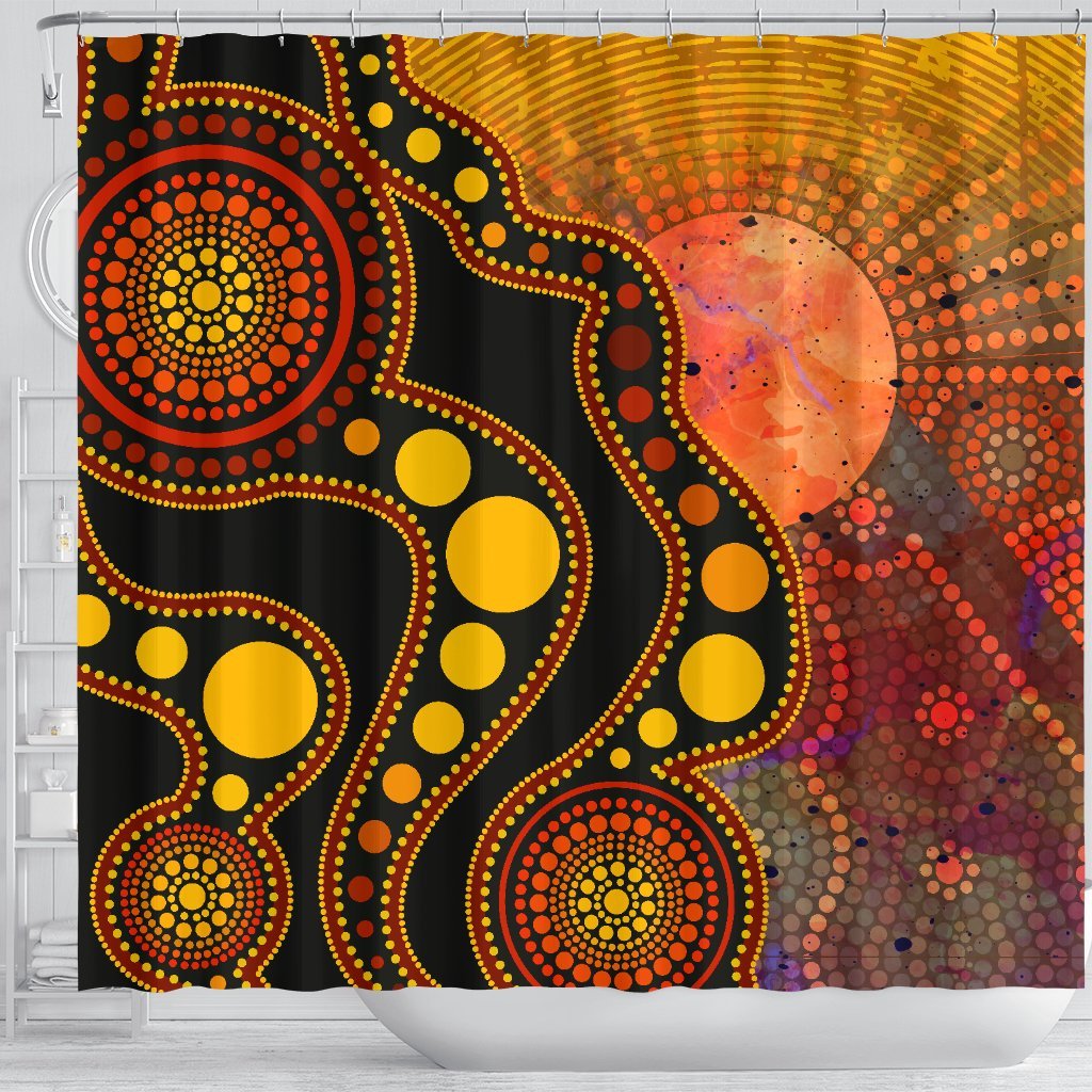 aboriginal-shower-curtain-australia-indigenous-flag-circle-dot-painting-art-golden
