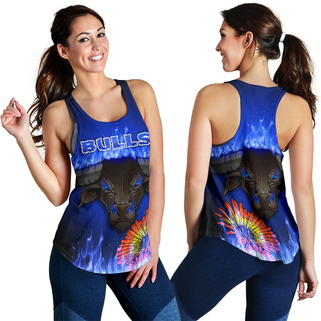 Blue Women Racerback Tank Bulls Barberton Daisy - Vibe Hoodie
