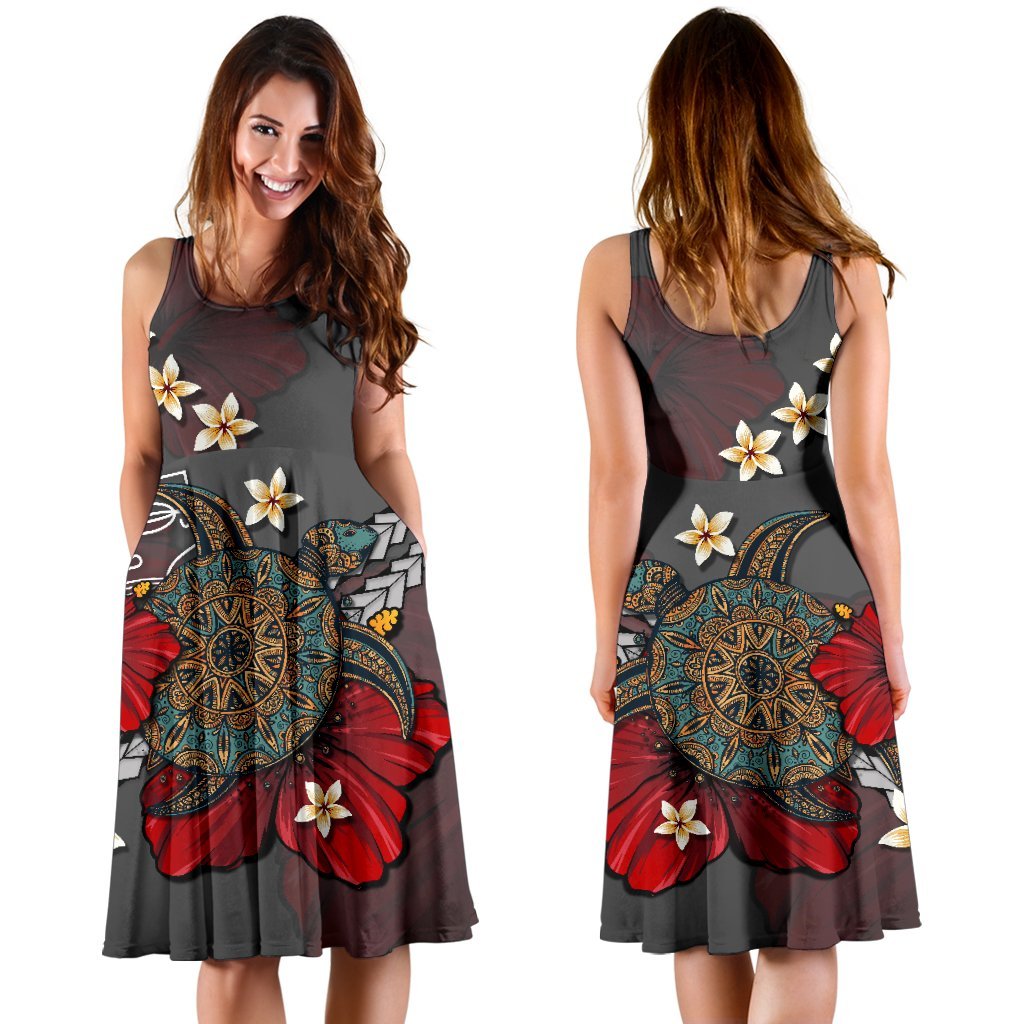 Marquesas Islands Dress - Gray Turtle Tribal - Vibe Hoodie