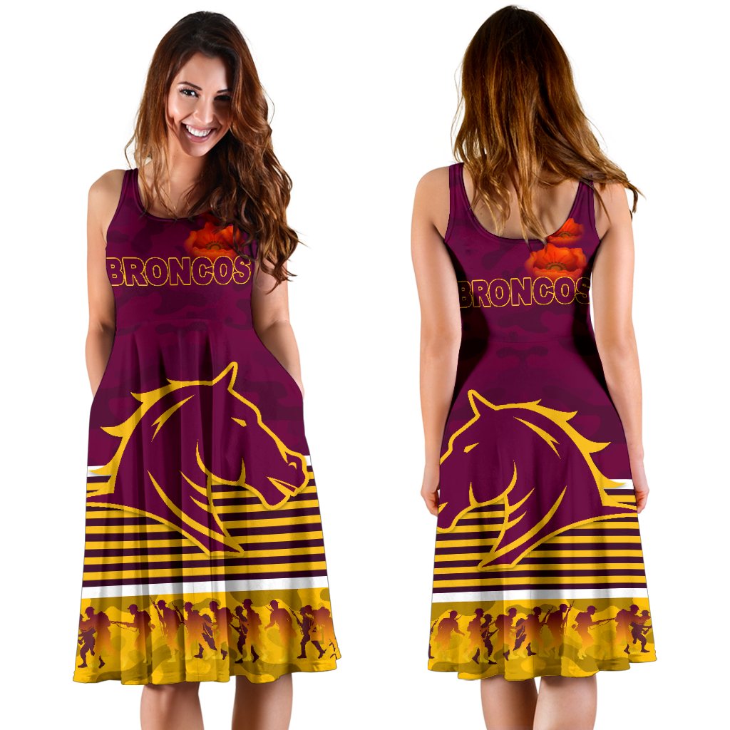 Brisbane Broncos Women's Dress Anzac Day Simple Style - Maroon - Vibe Hoodie