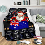 christmas-personalised-premium-blanket-australia-santa-claus-hold-the-flag-black