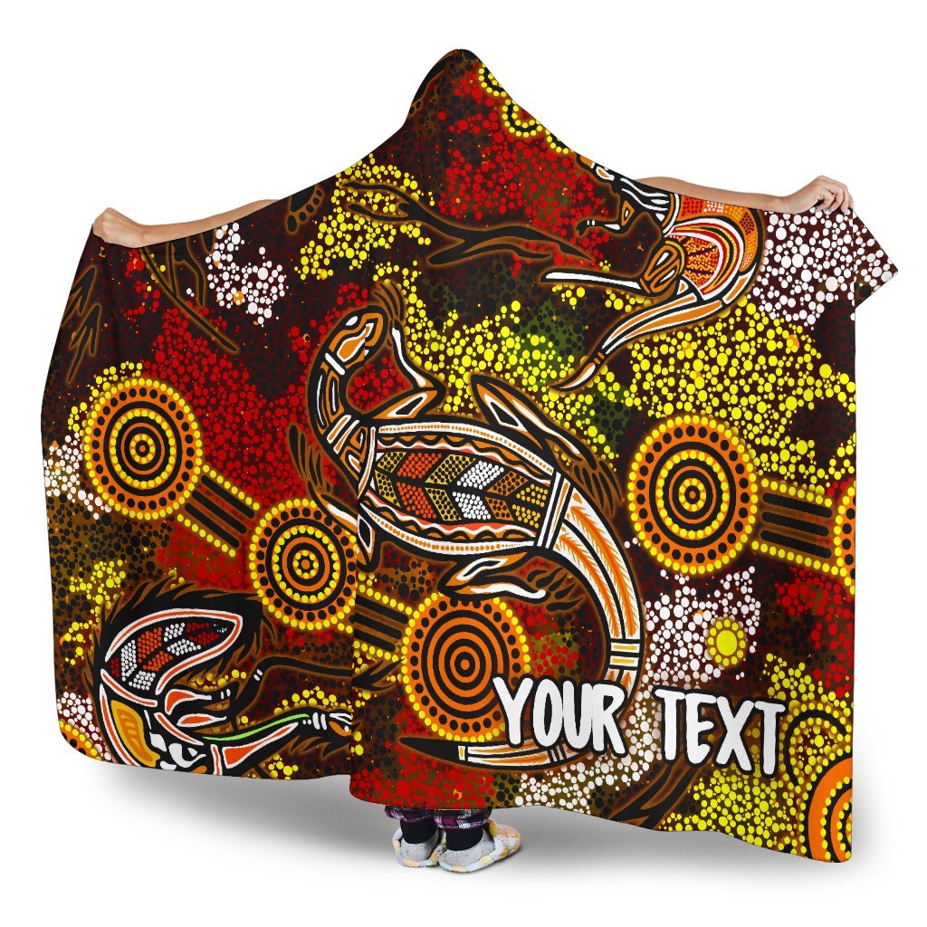 custom-aboriginal-hooded-blanket-kangaroo-and-lizard-dot-painting-art