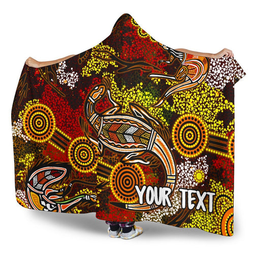 custom-aboriginal-hooded-blanket-kangaroo-and-lizard-dot-painting-art
