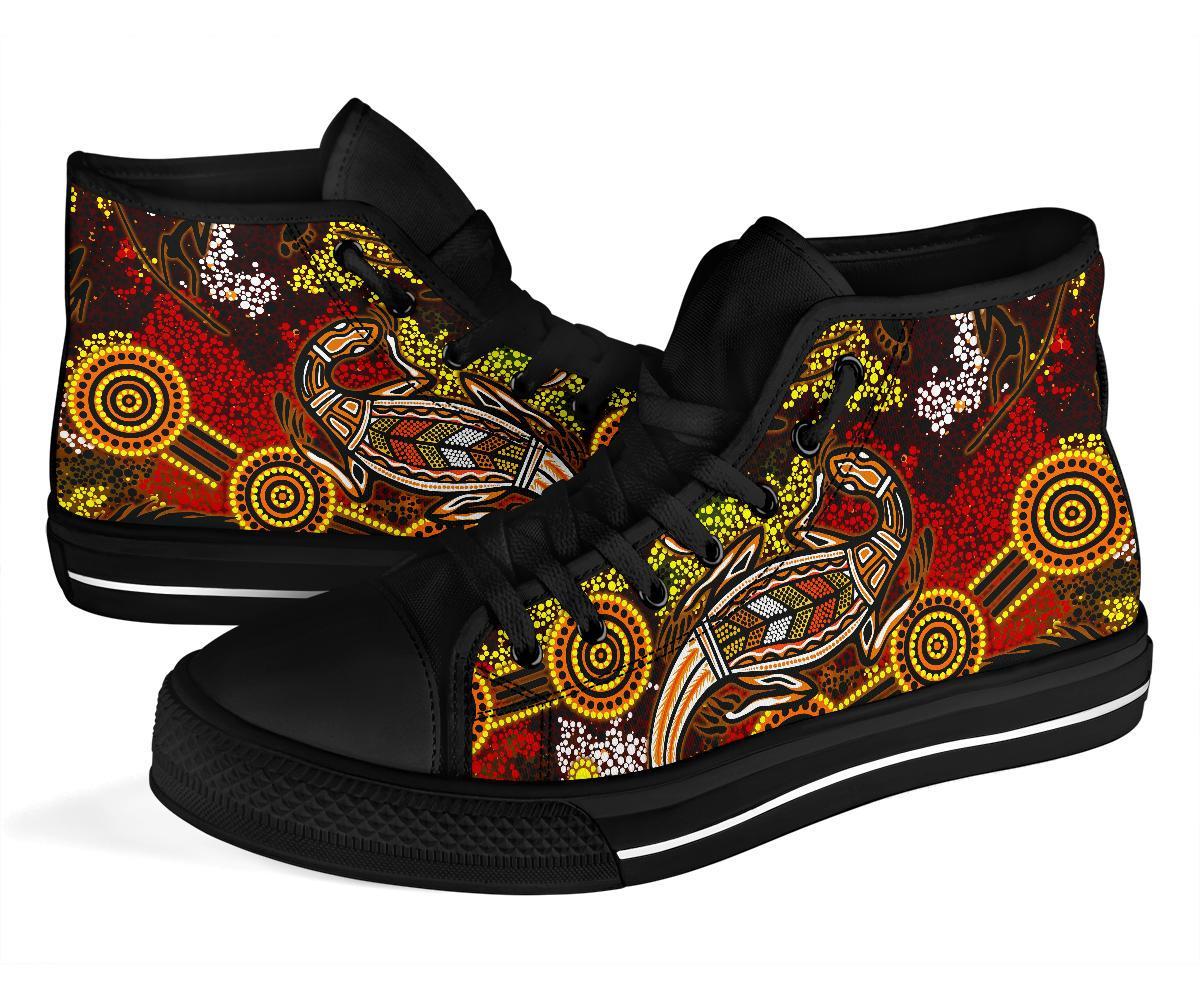 aboriginal-high-top-shoe-kangaroo-and-lizard-dot-painting-art-bn18
