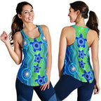1stAustrali Aboriginal Women's Raceback Tank -  Aboriginal Turtle Family - Vibe Hoodie