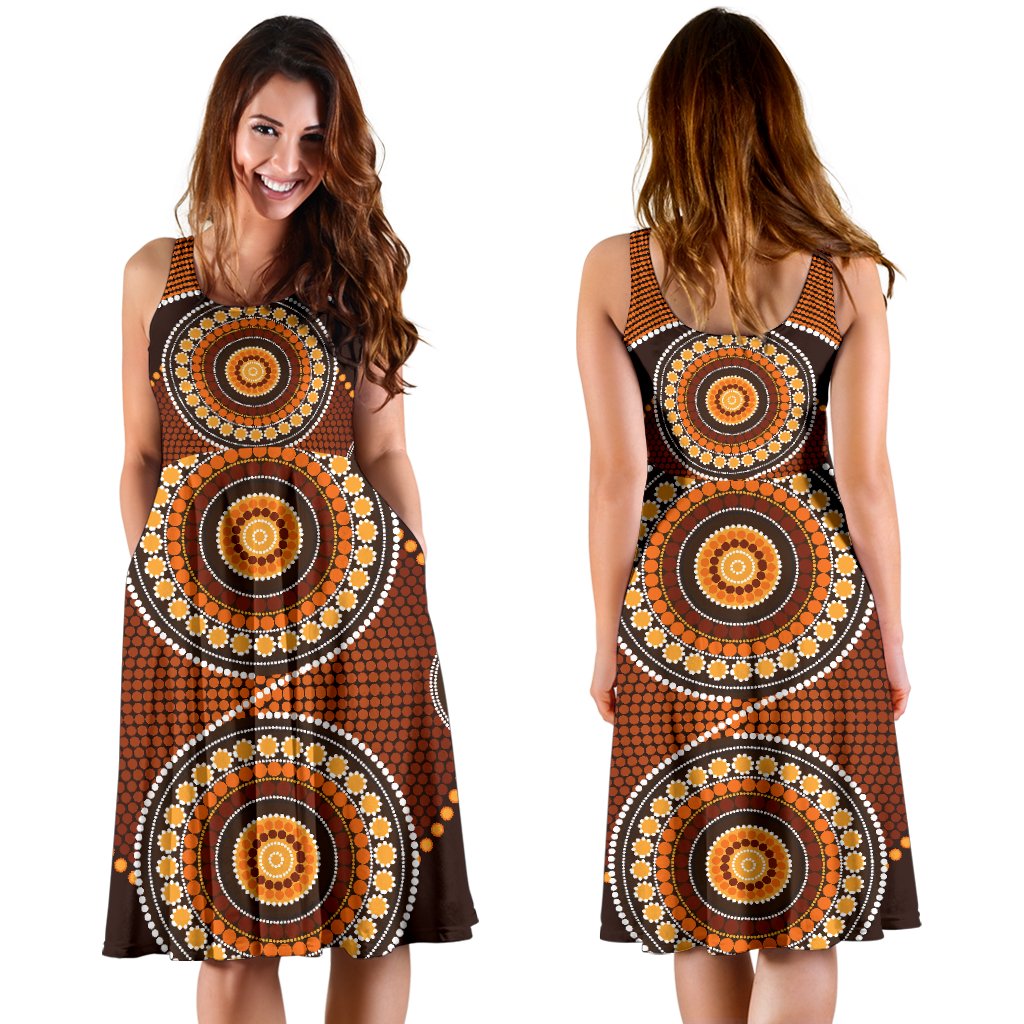 Midi Dress - Aboriginal Dot Painting Dress Ver10 - Vibe Hoodie
