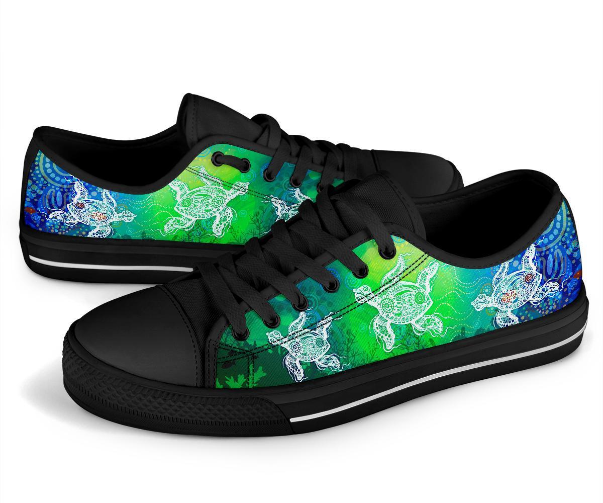 aboriginal-low-top-shoe-indigenous-turtle-ocean-dot-painting-art
