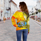 CSK Women Off Shoulder Sweater Cricket Universe Energy Vibes - Vibe Hoodie