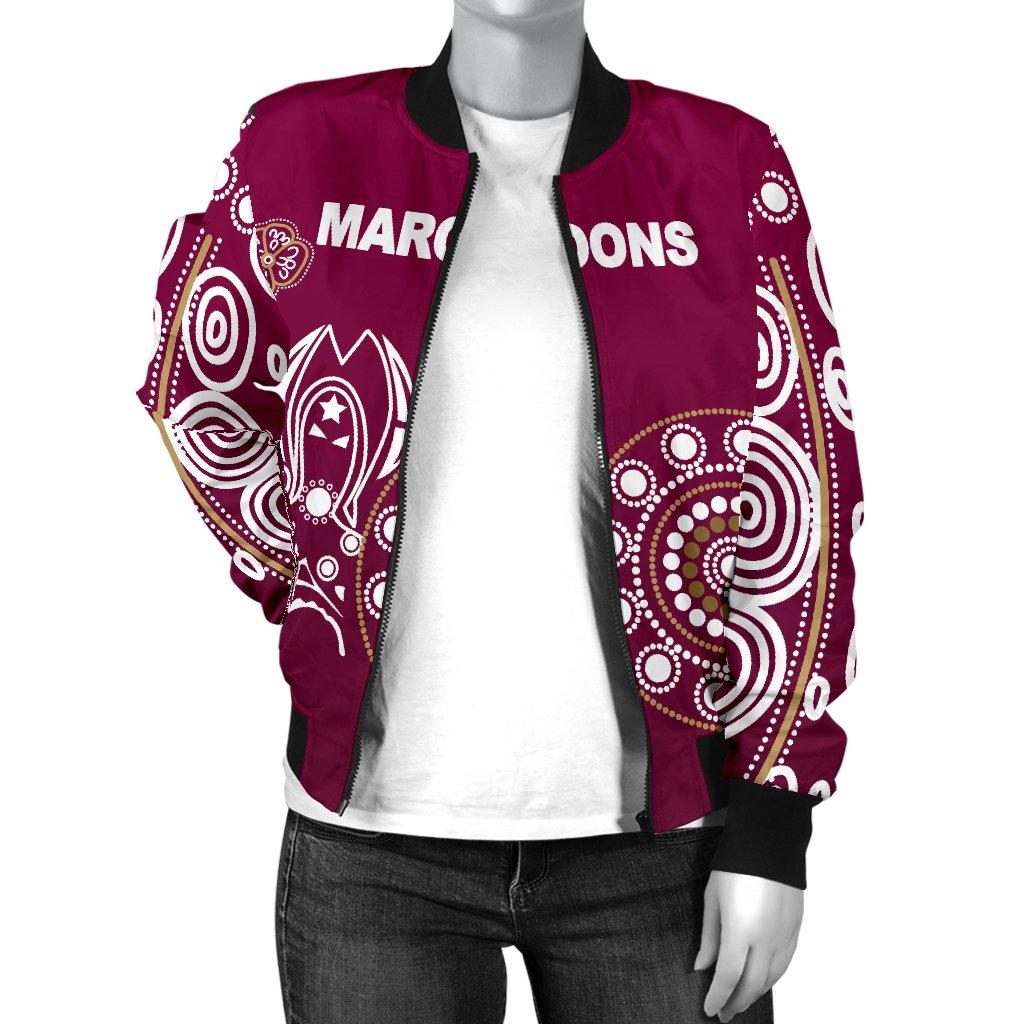 queensland-womens-bomber-jacket-maroons-simple-indigenous