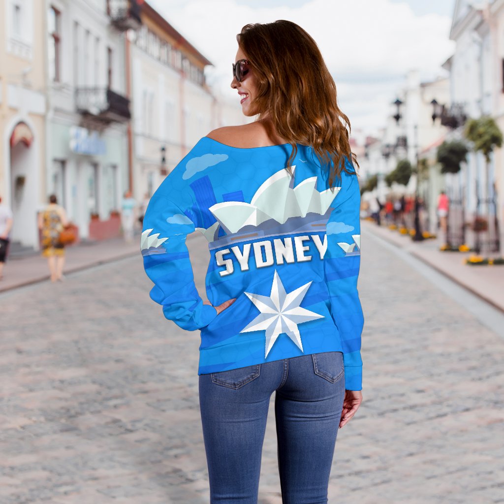 Sydney Sky Blue Off Shoulder Sweater - Vibe Hoodie