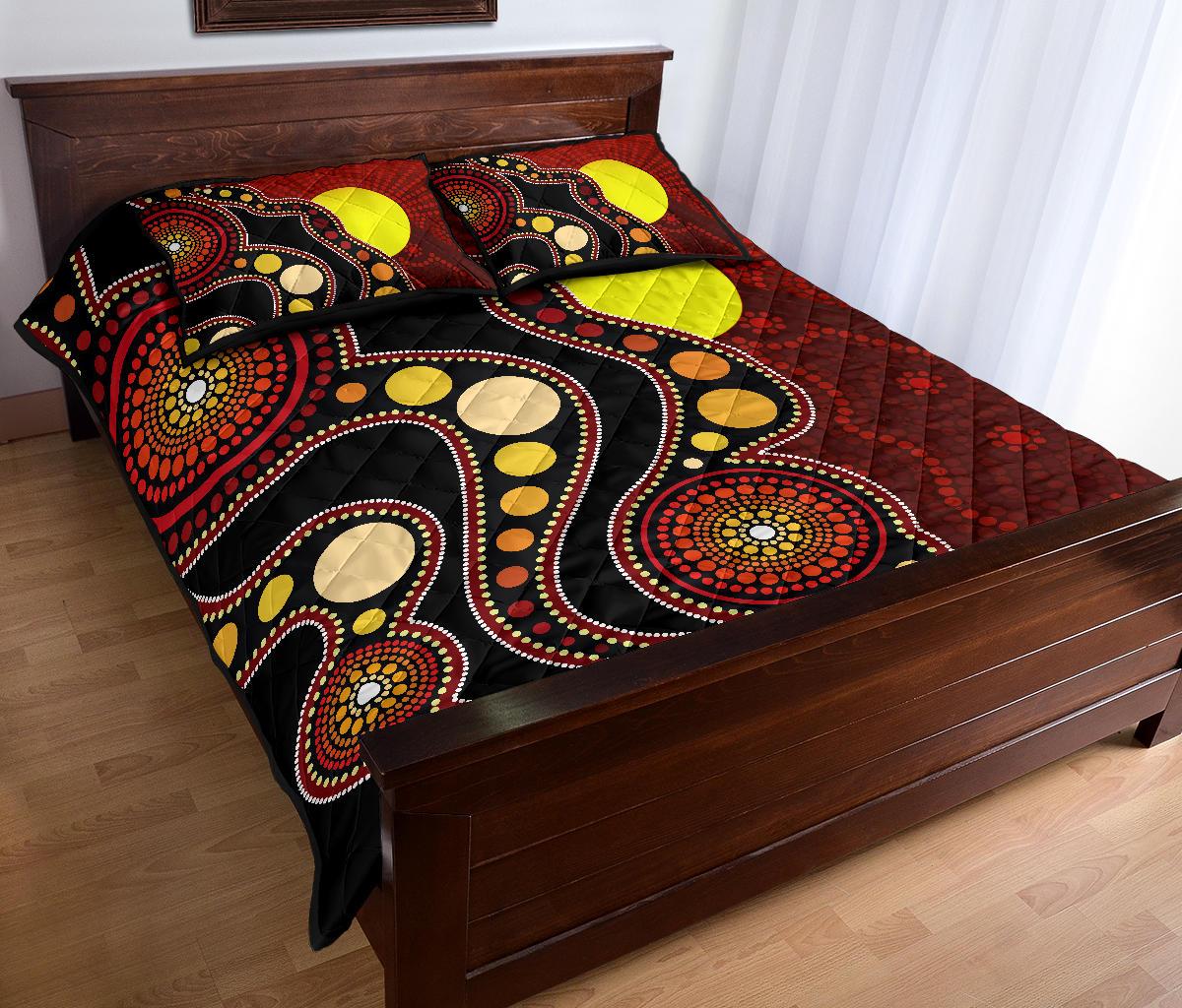 aboriginal-quilt-set-cover-australia-aboriginal-lives-matter-flag-circle-dot-painting-art-quilt-bed-set