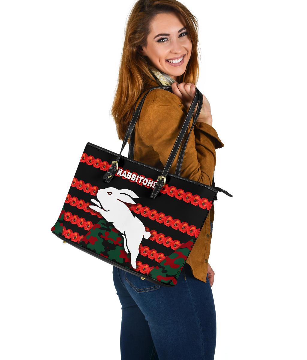 south-sydney-rabbitohs-large-leather-tote-anzac-day-poppy-flower-vibes