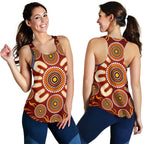 Aboriginal Women's Racerback Tank - Circle Flowers Patterns Ver03 - Vibe Hoodie