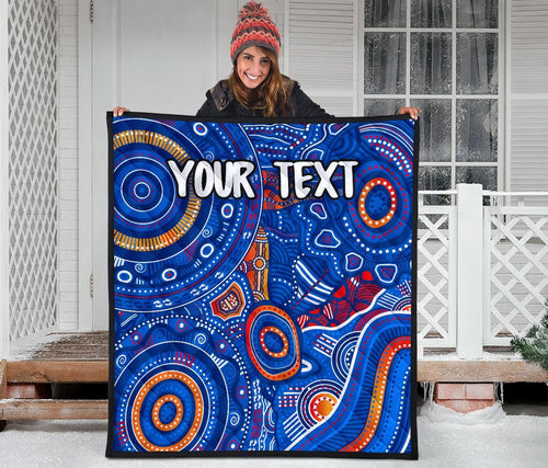 custom-text-aboriginal-premium-quilt-indigenous-footprint-patterns-blue-color