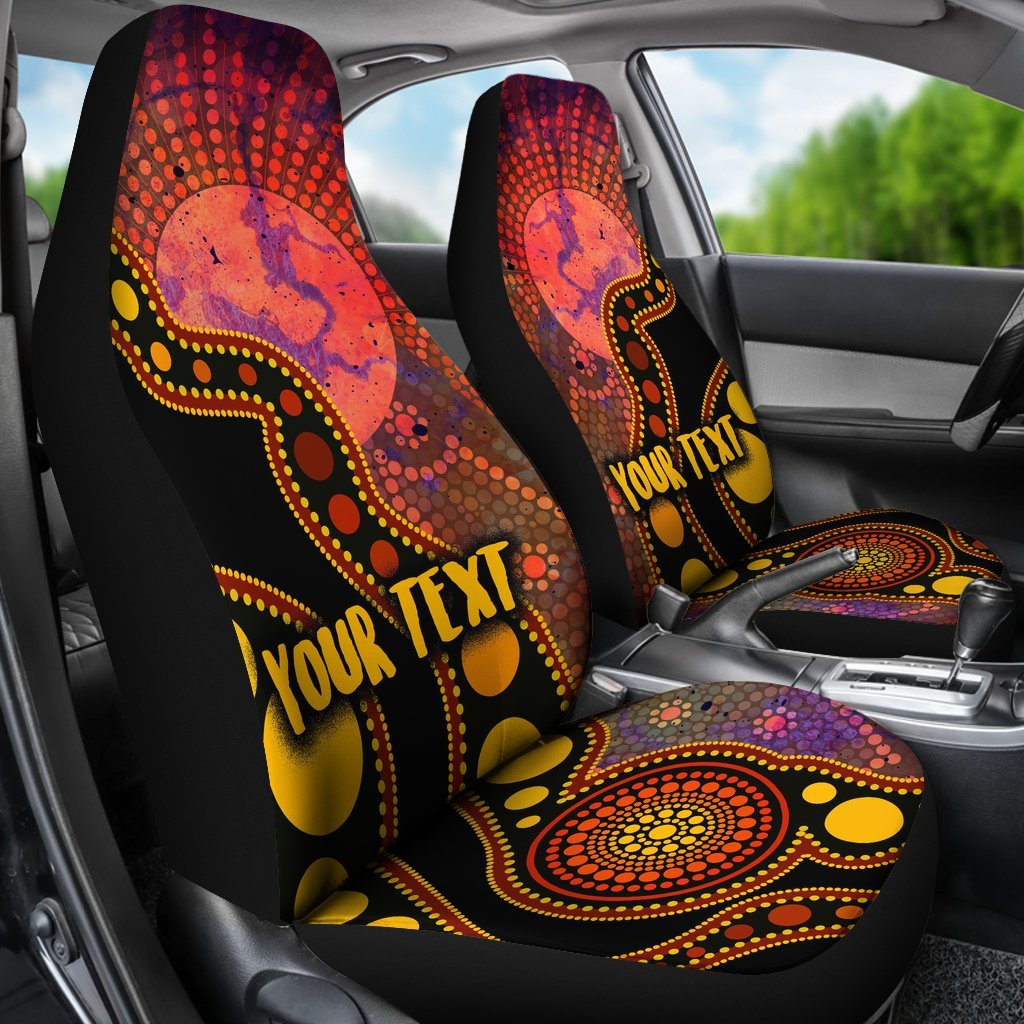 custom-text-aboriginal-car-seat-covers-australia-indigenous-flag-circle-dot-painting-art-golden
