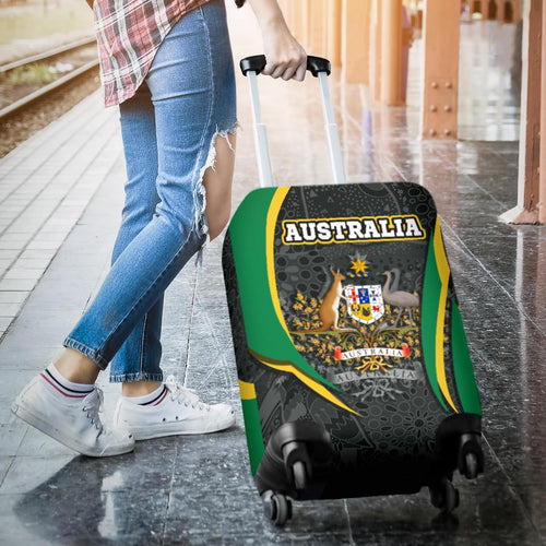 aboriginal-luggage-cover-australian-coat-of-arms-aussie-spirit-green