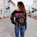 Sydney Women's Off Shoulder Sweater Sixers Indigenous - Black - Vibe Hoodie